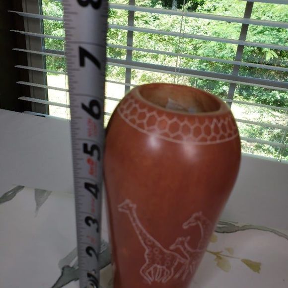 Disney Parks Animal Kingdom Kenya Giraffe Kisii Soapstone Vase 7" African Decor - Picture 5 of 9